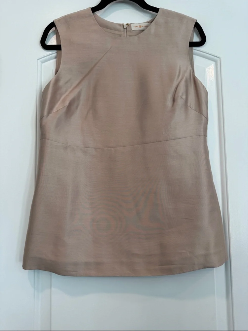 NWT Tory Burch Blush Champagne Eden Shell Silk Sleeveless Top Size 10